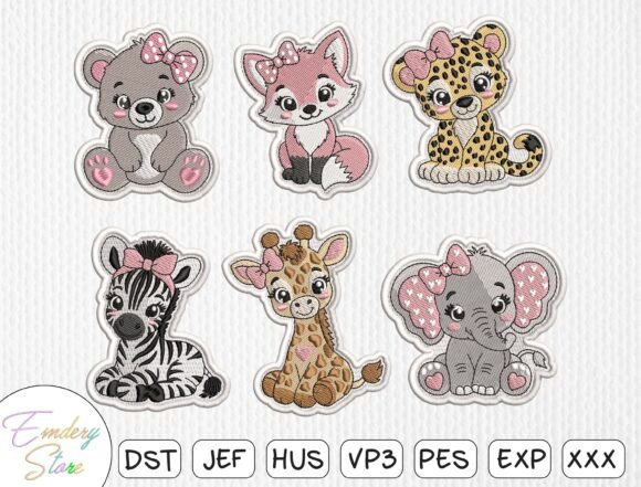 Download Cute Baby Animal Embroidery Patch Bundle - Patch Collection
