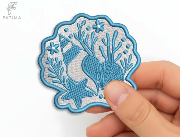 Download Seashell Coastal Patch Embroidery Design - Patch Collection