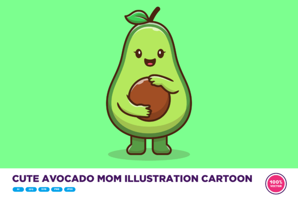 Download Cute Avocado Mom Illustration Cartoon - Mom illustration Collection