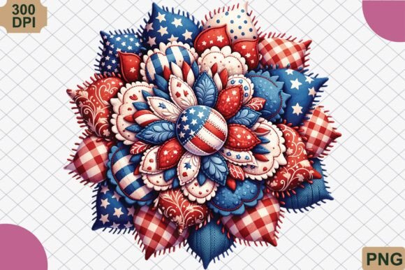 Download Patriotic Patchwork Flower PNG - Flower png Collection