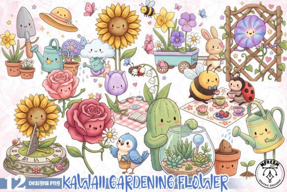 Download Kawaii Gardening Flower PNG - Flower png Collection