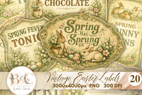 Download Vintage Easter Labels PNG - Vintage easter Collection