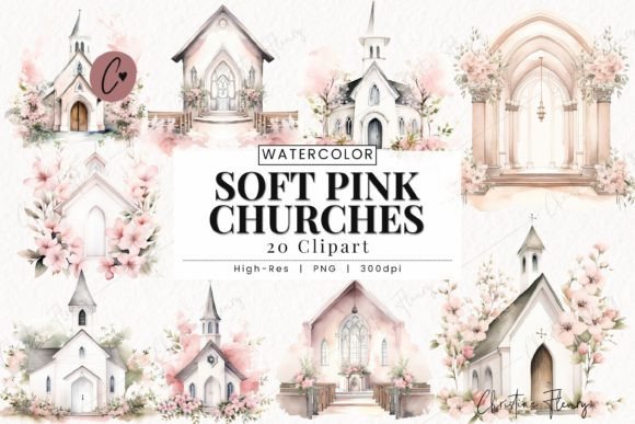 Download Watercolor Soft Pink Church Clipart - Church Collection