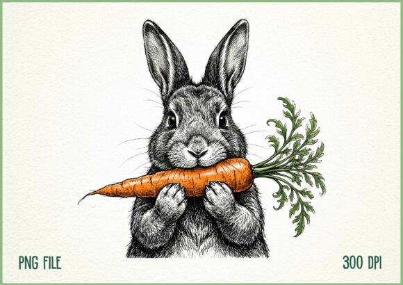 Download Cute Bunny Holding Carrot Vintage Easter - Vintage easter Collection