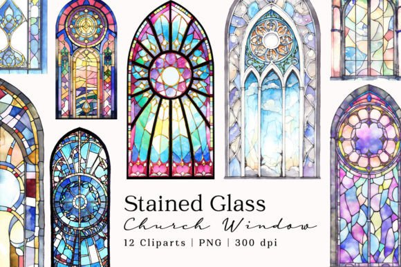 Download Stained Glass Church Window Watercolor - Premium Bundle