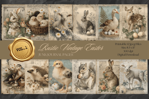 Download Rustic Vintage Easter Junk Journal Pages - Vintage easter Collection