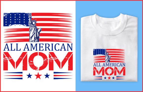 Download USA American Mom Illustration T-shirt - Mom illustration Collection