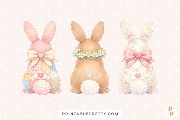 Download Floral Patchwork Bunny Trio PNG - Patch Collection