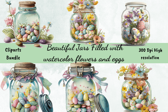 Download Vintage Easter Jar Watercolor Bundle - Vintage easter Collection
