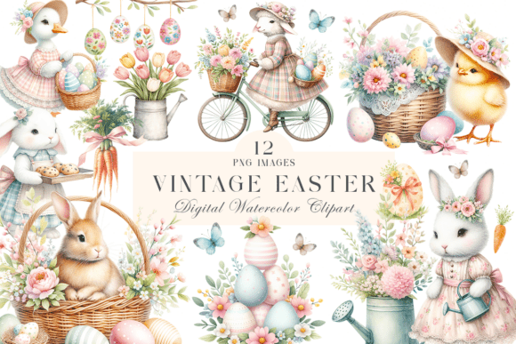 Download Vintage Easter PNG Clipart Bundle - Vintage easter Collection