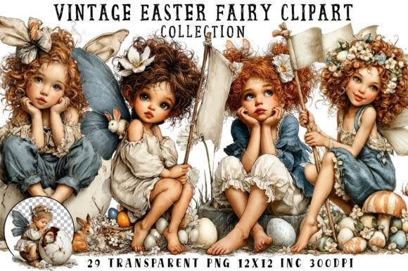 Download Vintage Easter Fairy Clipart - Vintage easter Collection