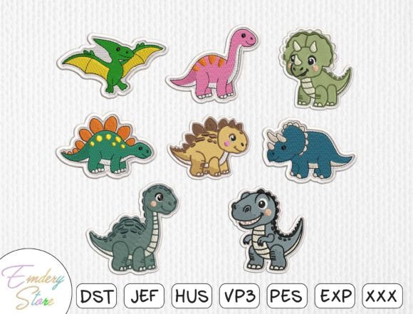 Download Cute Dinosaur Patch Embroidery Bundle - Patch Collection